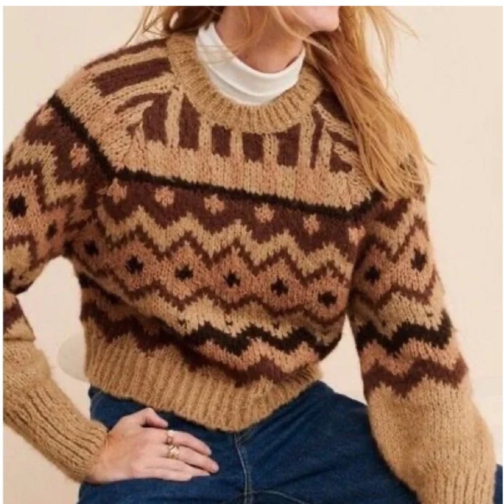 By Anthropology Printed Brown Sweater